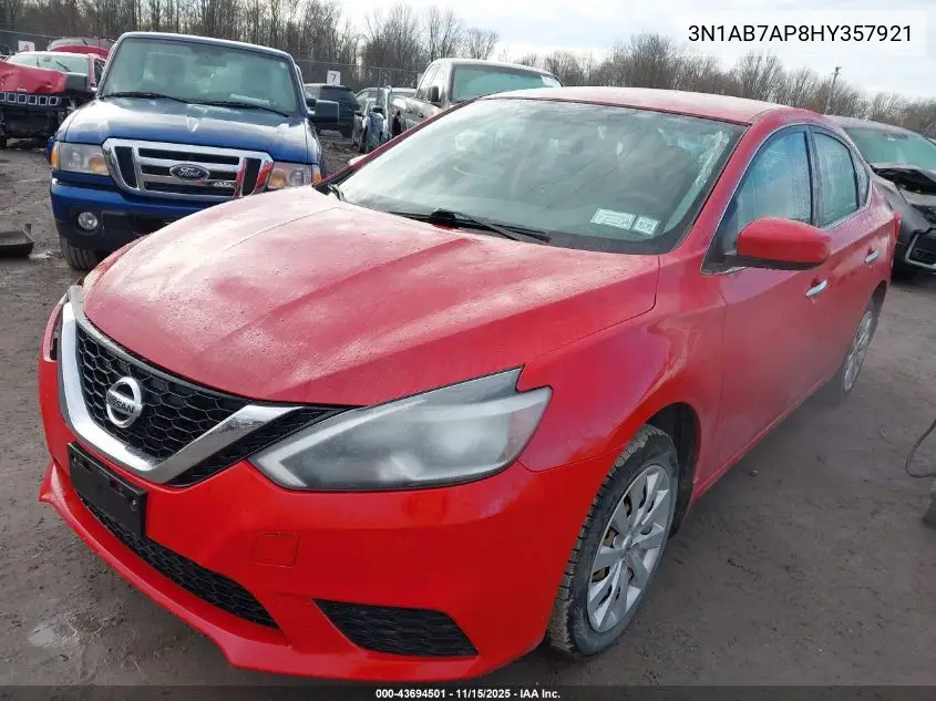 3N1AB7AP8HY357921 2017 Nissan Sentra Sv