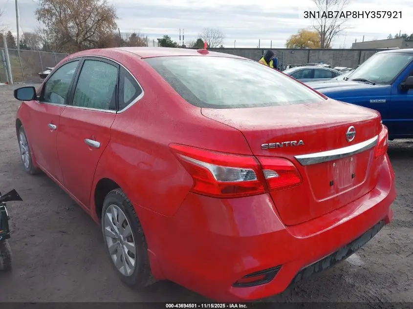 3N1AB7AP8HY357921 2017 Nissan Sentra Sv