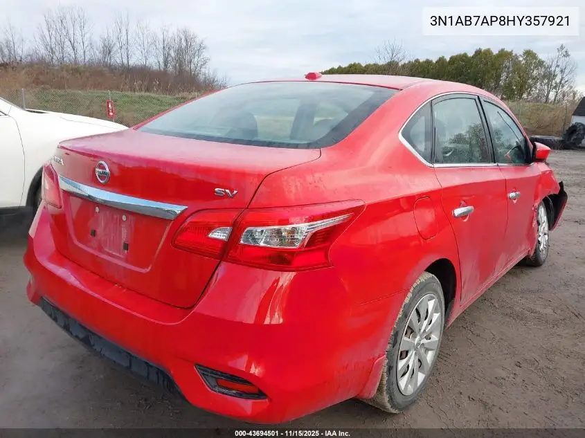 3N1AB7AP8HY357921 2017 Nissan Sentra Sv