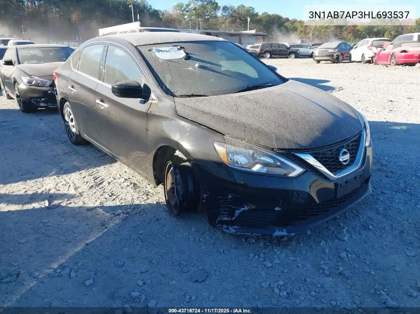 3N1AB7AP3HL693537 2017 Nissan Sentra Sv