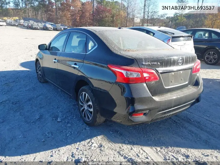 3N1AB7AP3HL693537 2017 Nissan Sentra Sv