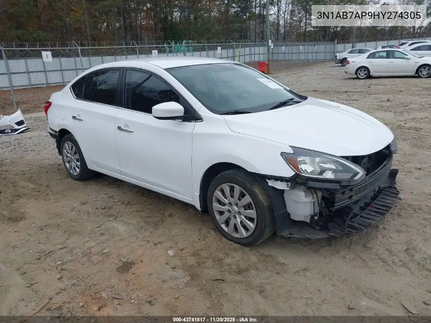 3N1AB7AP9HY274305 2017 Nissan Sentra S