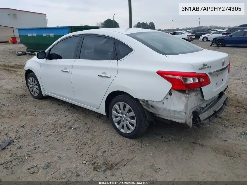 3N1AB7AP9HY274305 2017 Nissan Sentra S