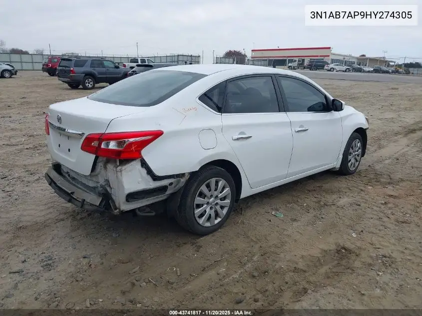 3N1AB7AP9HY274305 2017 Nissan Sentra S