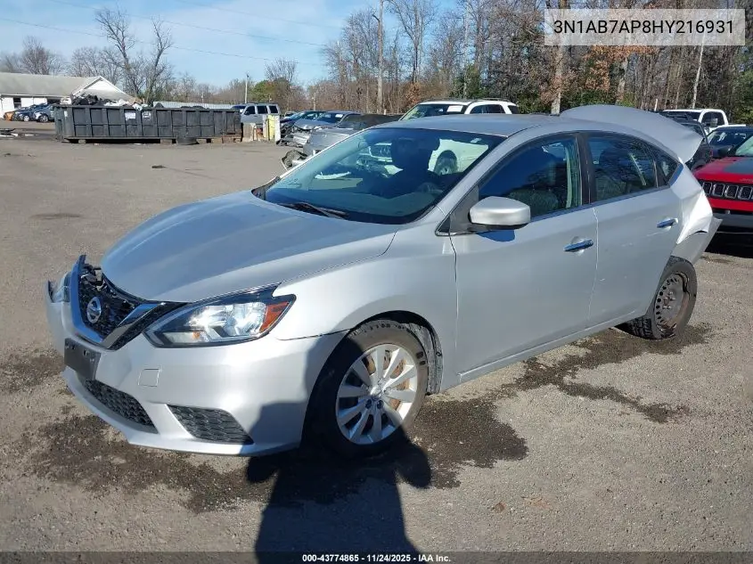 3N1AB7AP8HY216931 2017 Nissan Sentra Sv