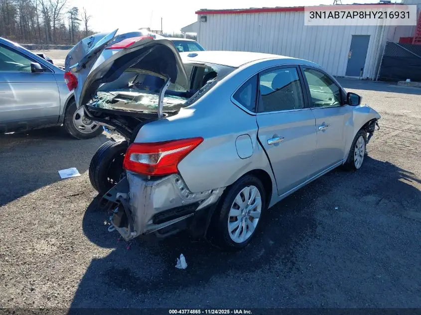 3N1AB7AP8HY216931 2017 Nissan Sentra Sv