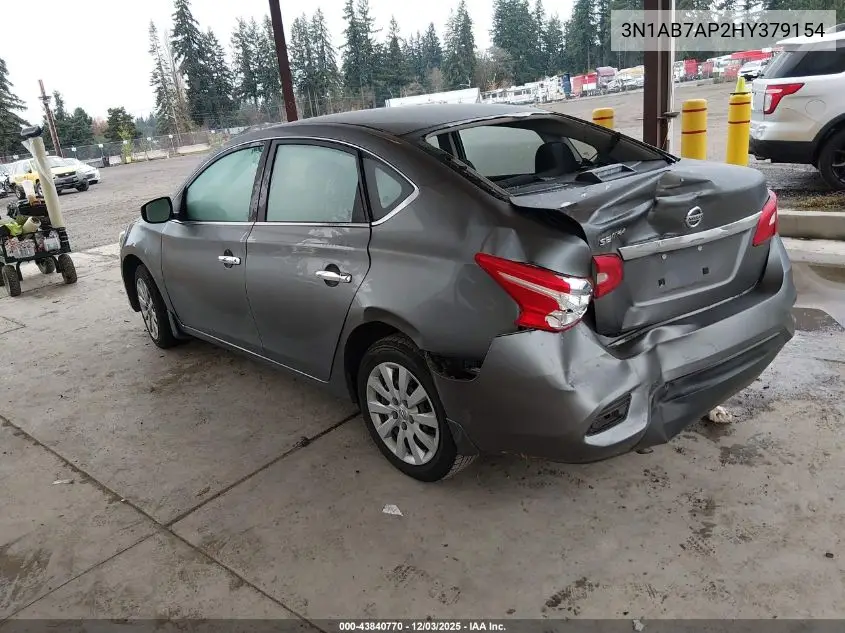 3N1AB7AP2HY379154 2017 Nissan Sentra S
