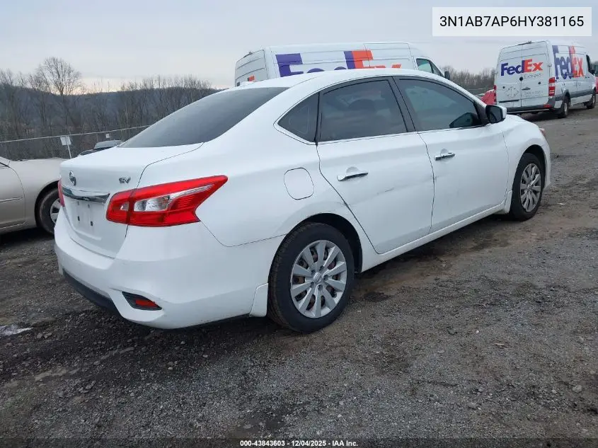 3N1AB7AP6HY381165 2017 Nissan Sentra Sv