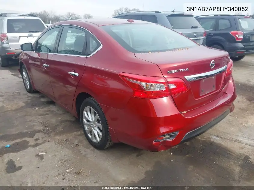 3N1AB7AP8HY340052 2017 Nissan Sentra Sv