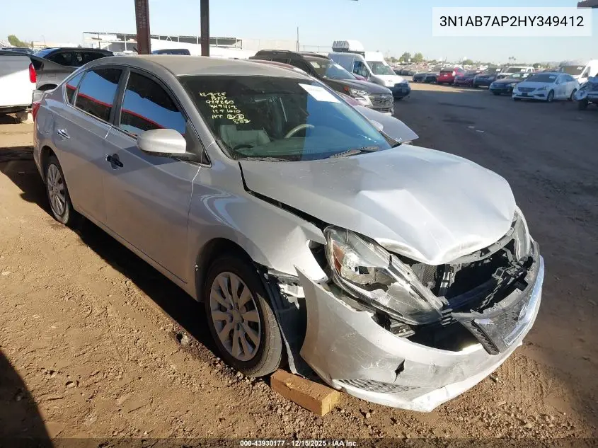 3N1AB7AP2HY349412 2017 Nissan Sentra Sv