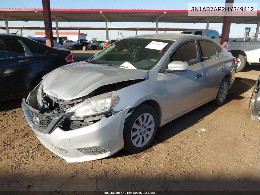 3N1AB7AP2HY349412 2017 Nissan Sentra Sv