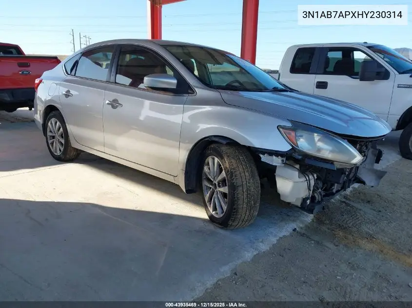3N1AB7APXHY230314 2017 Nissan Sentra S