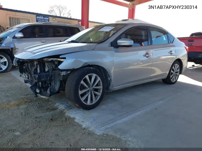3N1AB7APXHY230314 2017 Nissan Sentra S