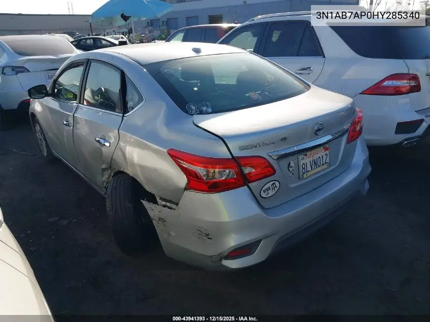 3N1AB7AP0HY285340 2017 Nissan Sentra Sv