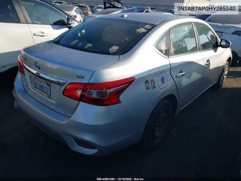 3N1AB7AP0HY285340 2017 Nissan Sentra Sv