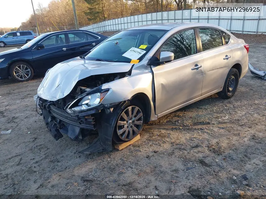 3N1AB7AP6HY296925 2017 Nissan Sentra Sv