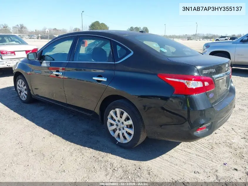 3N1AB7AP3HY355137 2017 Nissan Sentra Sv