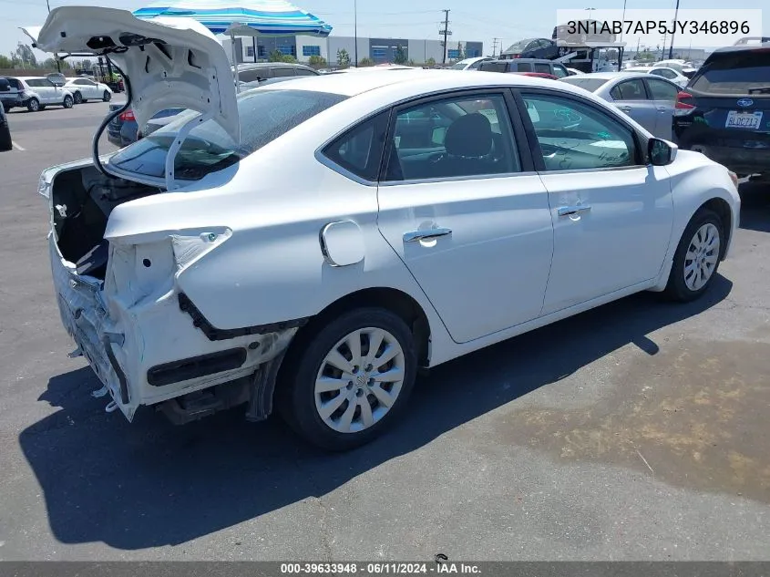 2018 Nissan Sentra S VIN: 3N1AB7AP5JY346896 Lot: 39633948