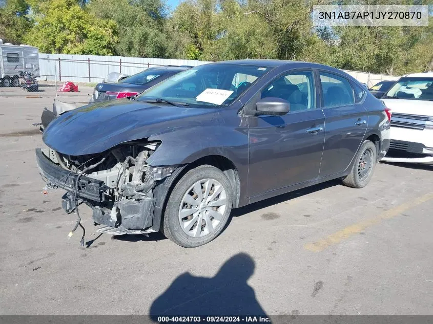 2018 Nissan Sentra S VIN: 3N1AB7AP1JY270870 Lot: 40424703