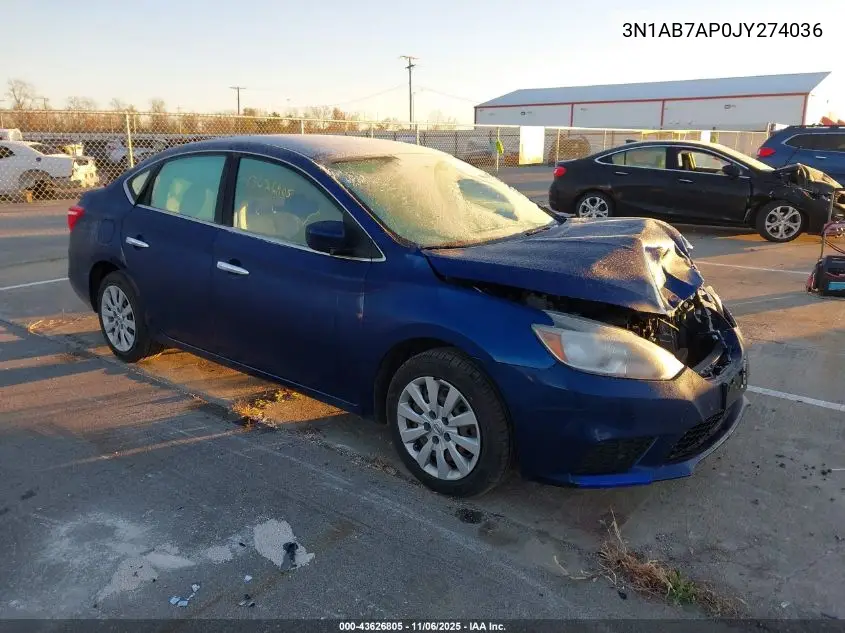 3N1AB7AP0JY274036 2018 Nissan Sentra S