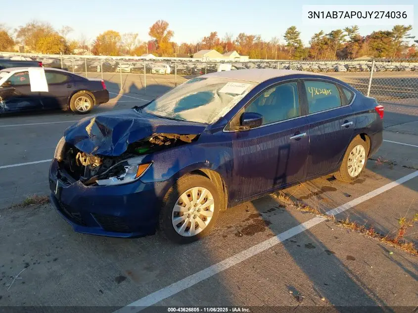 3N1AB7AP0JY274036 2018 Nissan Sentra S