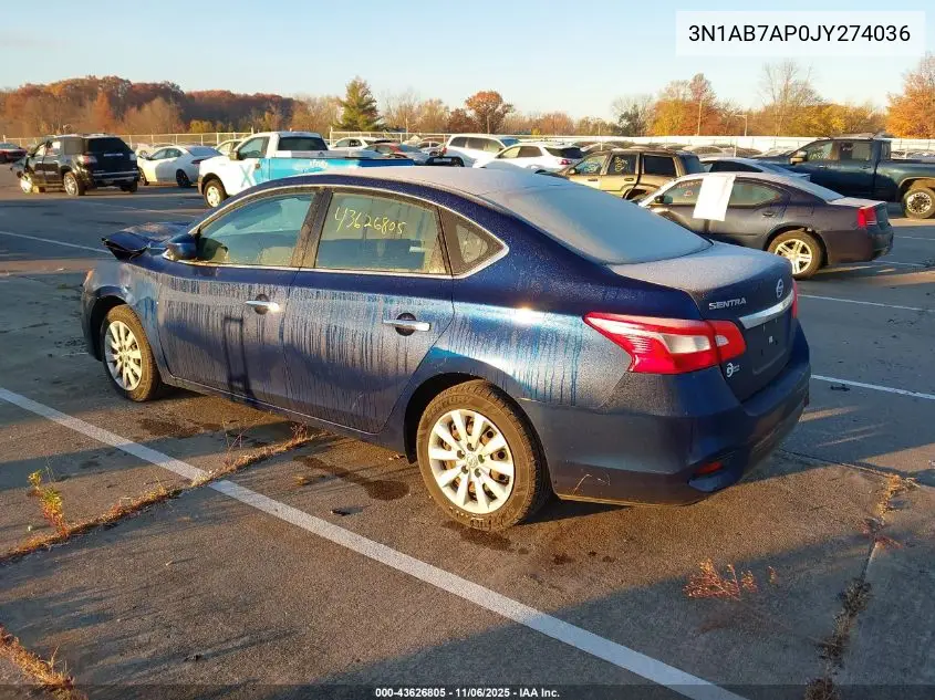 3N1AB7AP0JY274036 2018 Nissan Sentra S