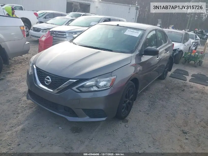 3N1AB7AP1JY315726 2018 Nissan Sentra S