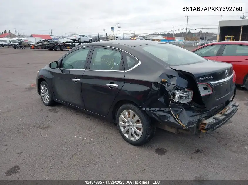 3N1AB7APXKY392760 2019 Nissan Sentra 1.8 S/1.8 Sv
