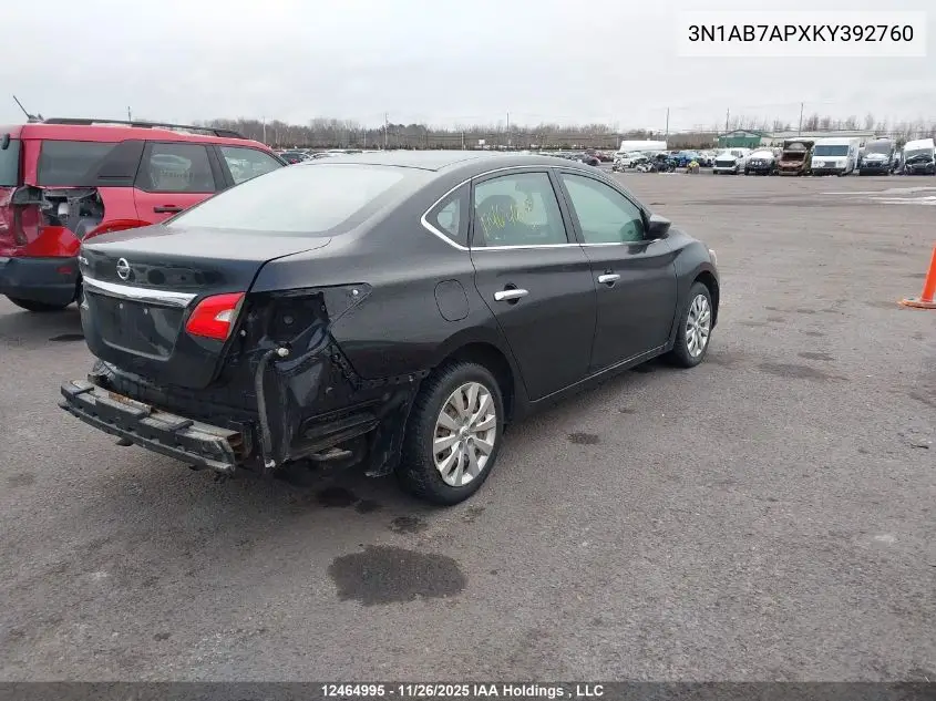 3N1AB7APXKY392760 2019 Nissan Sentra 1.8 S/1.8 Sv
