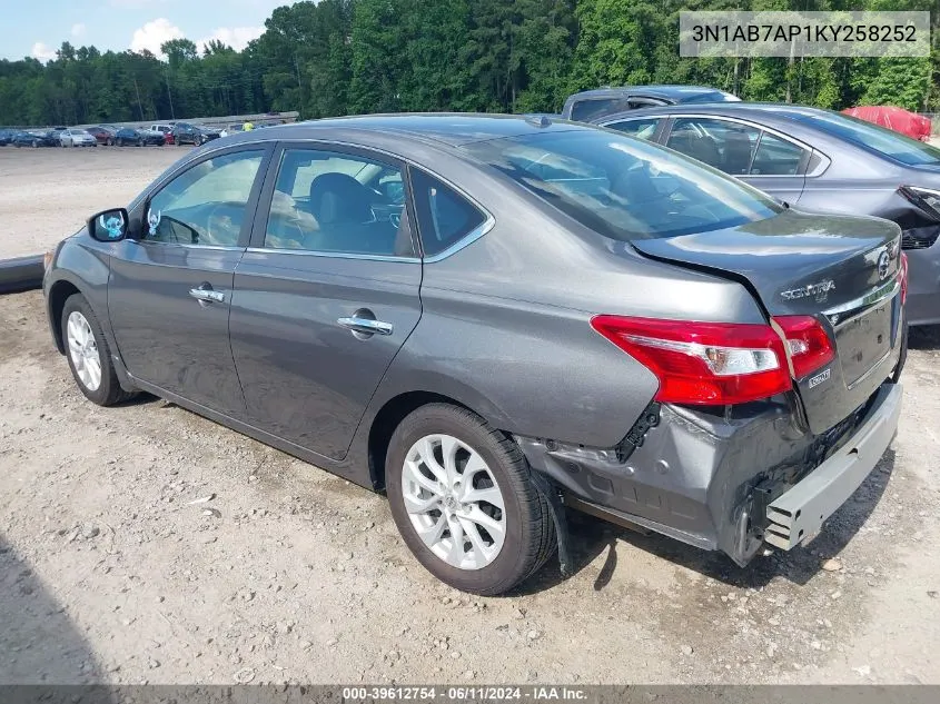 2019 Nissan Sentra Sv VIN: 3N1AB7AP1KY258252 Lot: 39612754