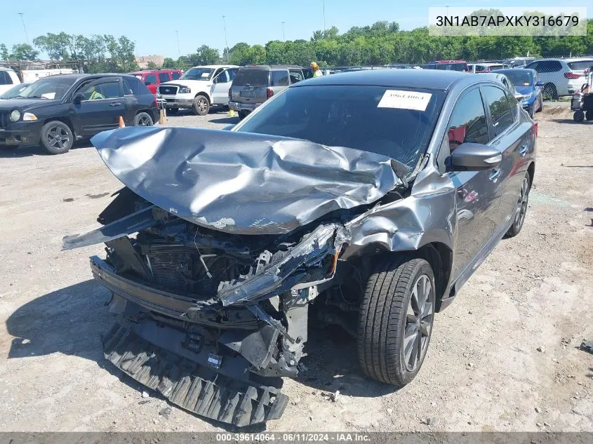 2019 Nissan Sentra Sr VIN: 3N1AB7APXKY316679 Lot: 39614064