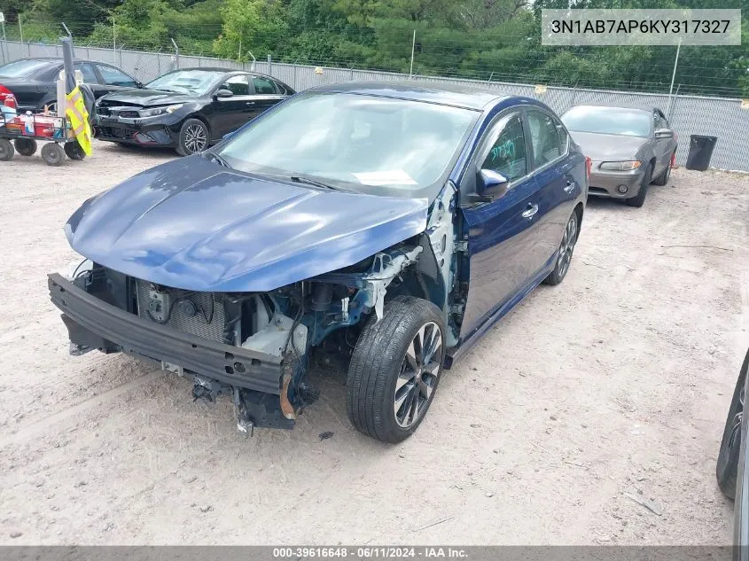 2019 Nissan Sentra Sr VIN: 3N1AB7AP6KY317327 Lot: 39616648