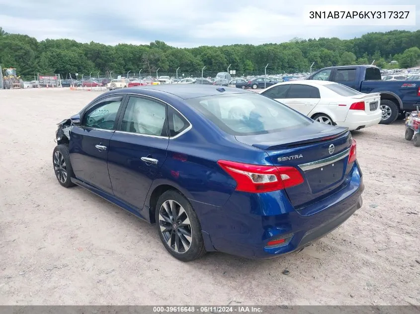 2019 Nissan Sentra Sr VIN: 3N1AB7AP6KY317327 Lot: 39616648