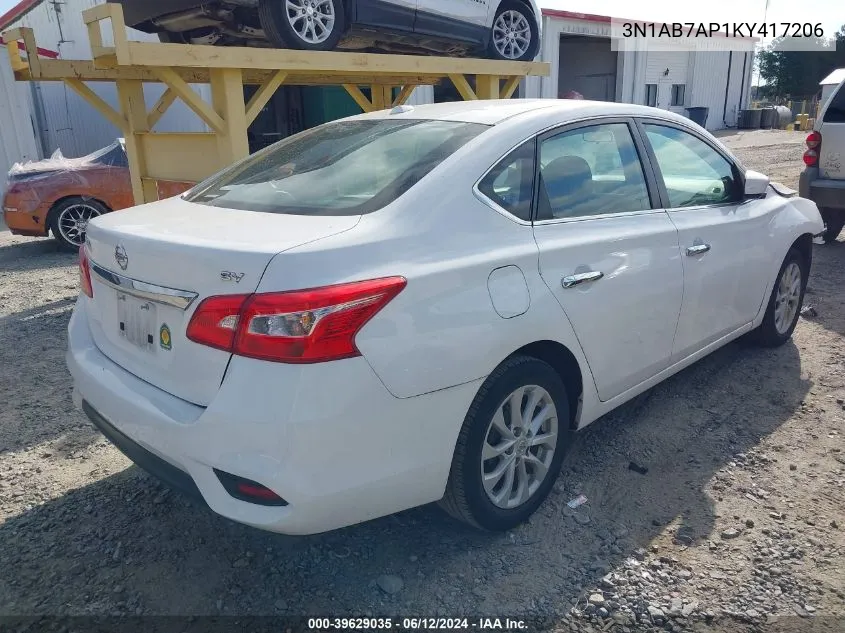 2019 Nissan Sentra Sv VIN: 3N1AB7AP1KY417206 Lot: 39629035