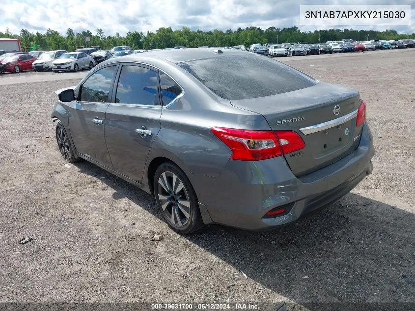 3N1AB7APXKY215030 2019 Nissan Sentra Sv