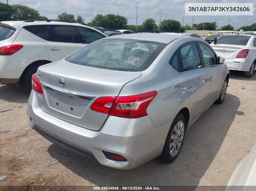 2019 Nissan Sentra S VIN: 3N1AB7AP3KY342606 Lot: 39634048