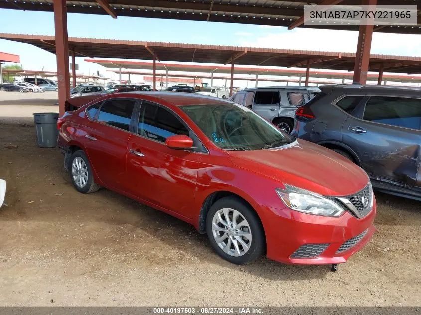 2019 Nissan Sentra Sv VIN: 3N1AB7AP7KY221965 Lot: 40197503