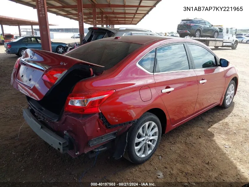 2019 Nissan Sentra Sv VIN: 3N1AB7AP7KY221965 Lot: 40197503