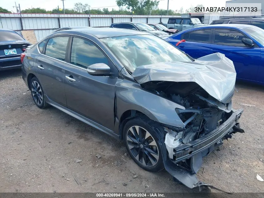 2019 Nissan Sentra Sr VIN: 3N1AB7AP4KY317133 Lot: 40269941