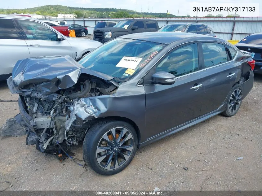 2019 Nissan Sentra Sr VIN: 3N1AB7AP4KY317133 Lot: 40269941