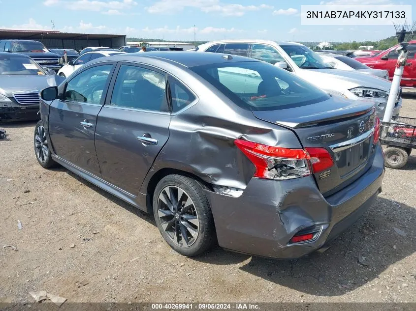 2019 Nissan Sentra Sr VIN: 3N1AB7AP4KY317133 Lot: 40269941