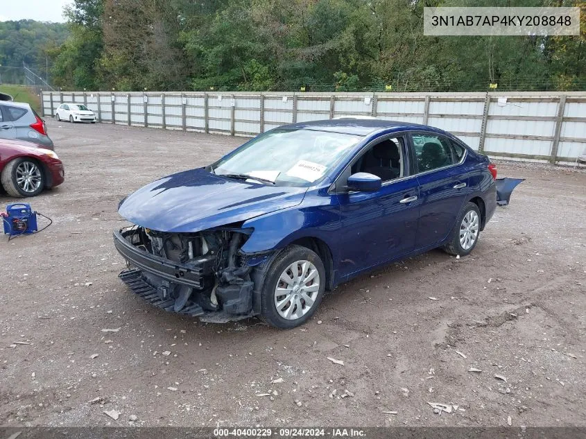 2019 Nissan Sentra S VIN: 3N1AB7AP4KY208848 Lot: 40400229