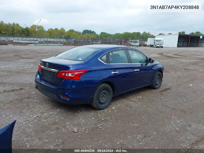 3N1AB7AP4KY208848 2019 Nissan Sentra S