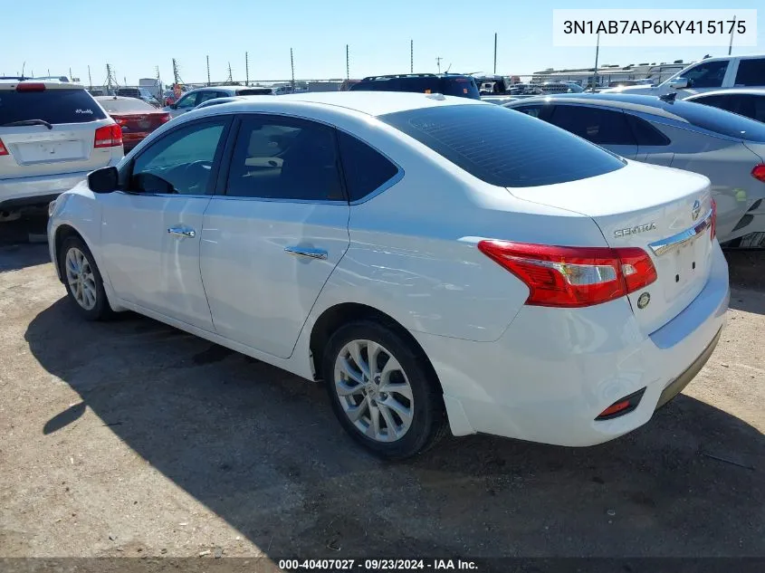 2019 Nissan Sentra Sv VIN: 3N1AB7AP6KY415175 Lot: 40407027