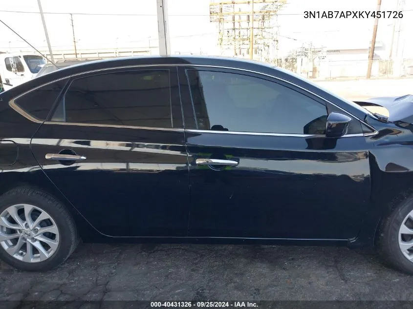 3N1AB7APXKY451726 2019 Nissan Sentra Sv