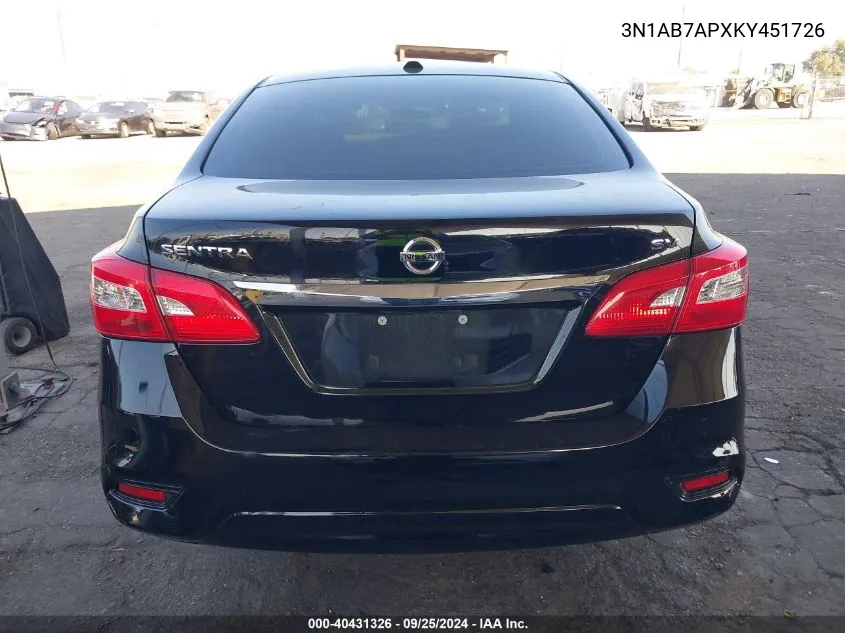 2019 Nissan Sentra Sv VIN: 3N1AB7APXKY451726 Lot: 40431326