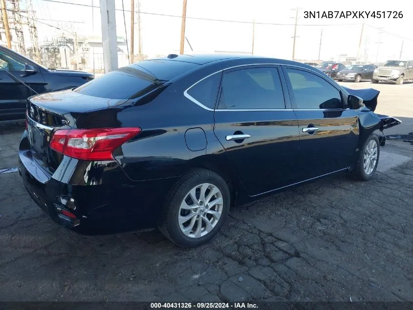 3N1AB7APXKY451726 2019 Nissan Sentra Sv