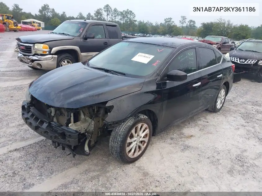 3N1AB7AP3KY361186 2019 Nissan Sentra Sv