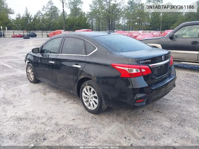 3N1AB7AP3KY361186 2019 Nissan Sentra Sv