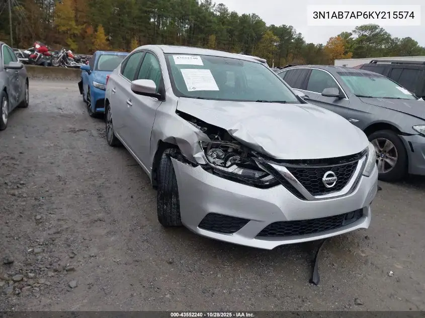 3N1AB7AP6KY215574 2019 Nissan Sentra Sv